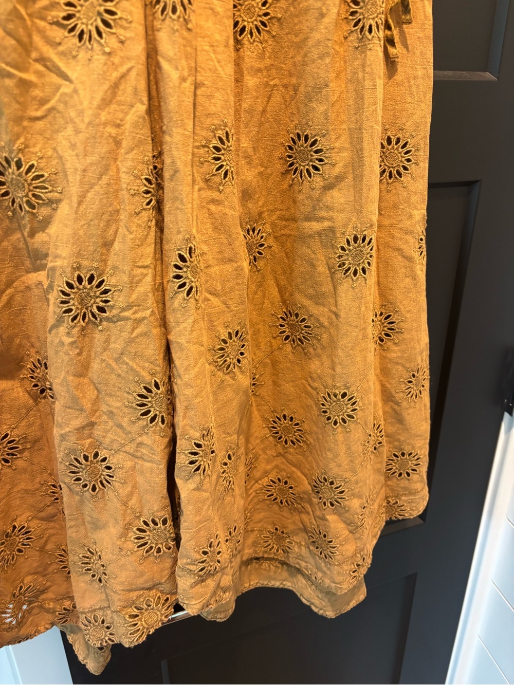 Free People Sweet Serenade Pull-On Wide-Leg Pants 2 Aged Gold NWT Floral Cutwork - Picture 8 of 11